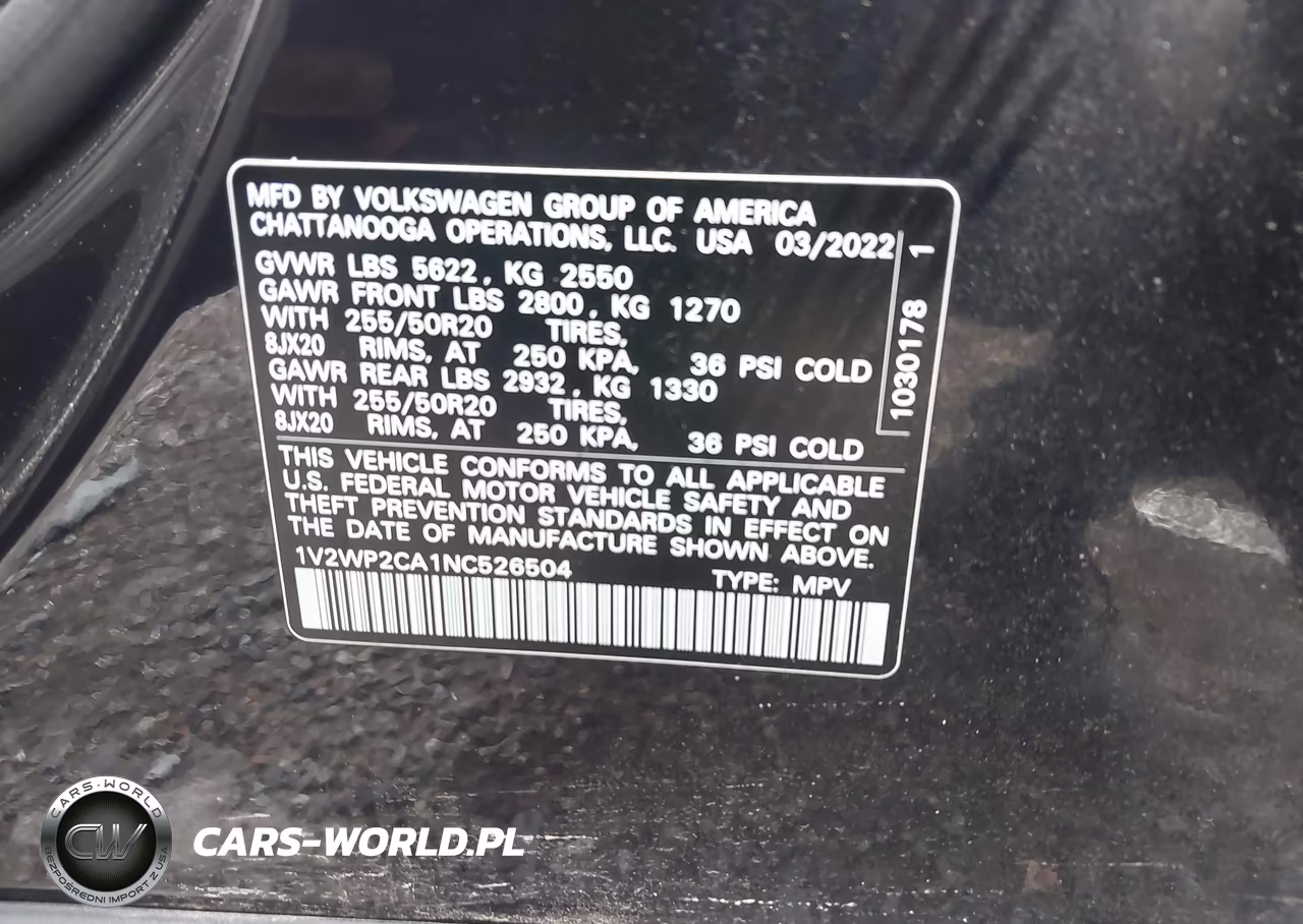 2022 Volkswagen Atlas 2.0T Se W-Technology VIN:1V2WP2CA1NC526504 - 9