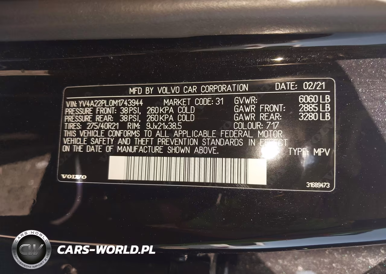 2021 Volvo Xc90 T6 Inscription 7 Passenger VIN:YV4A22PL0M1743944 - 9
