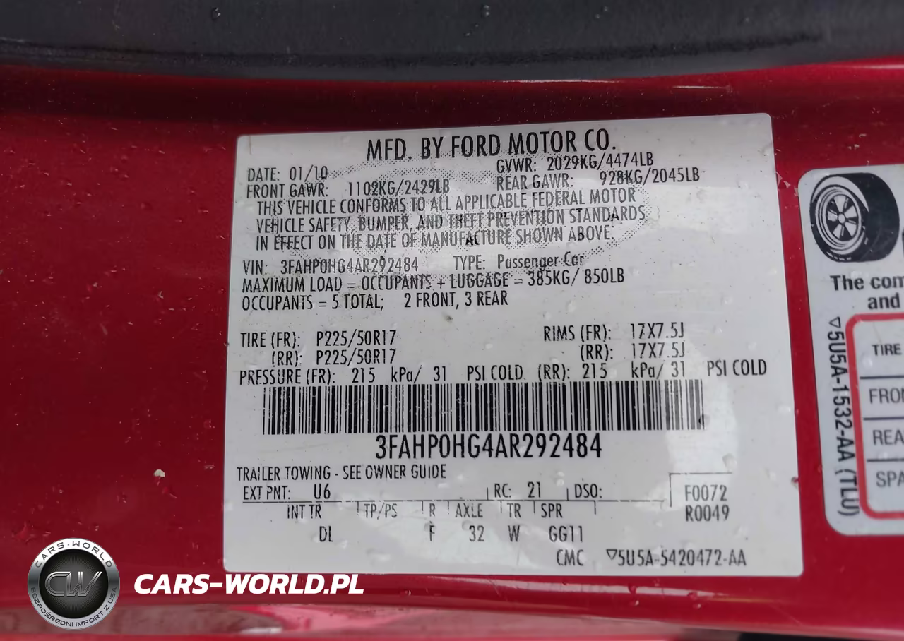 2010 Ford Fusion Se VIN:3FAHP0HG4AR292484 - 9
