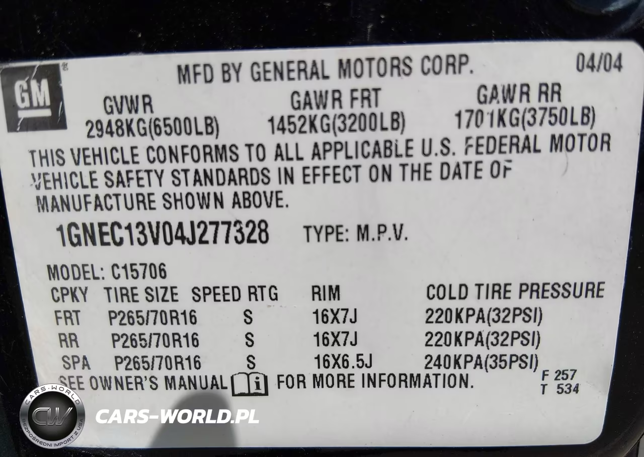 2004 Chevrolet Tahoe Ls VIN:1GNEC13V04J277328 - 9