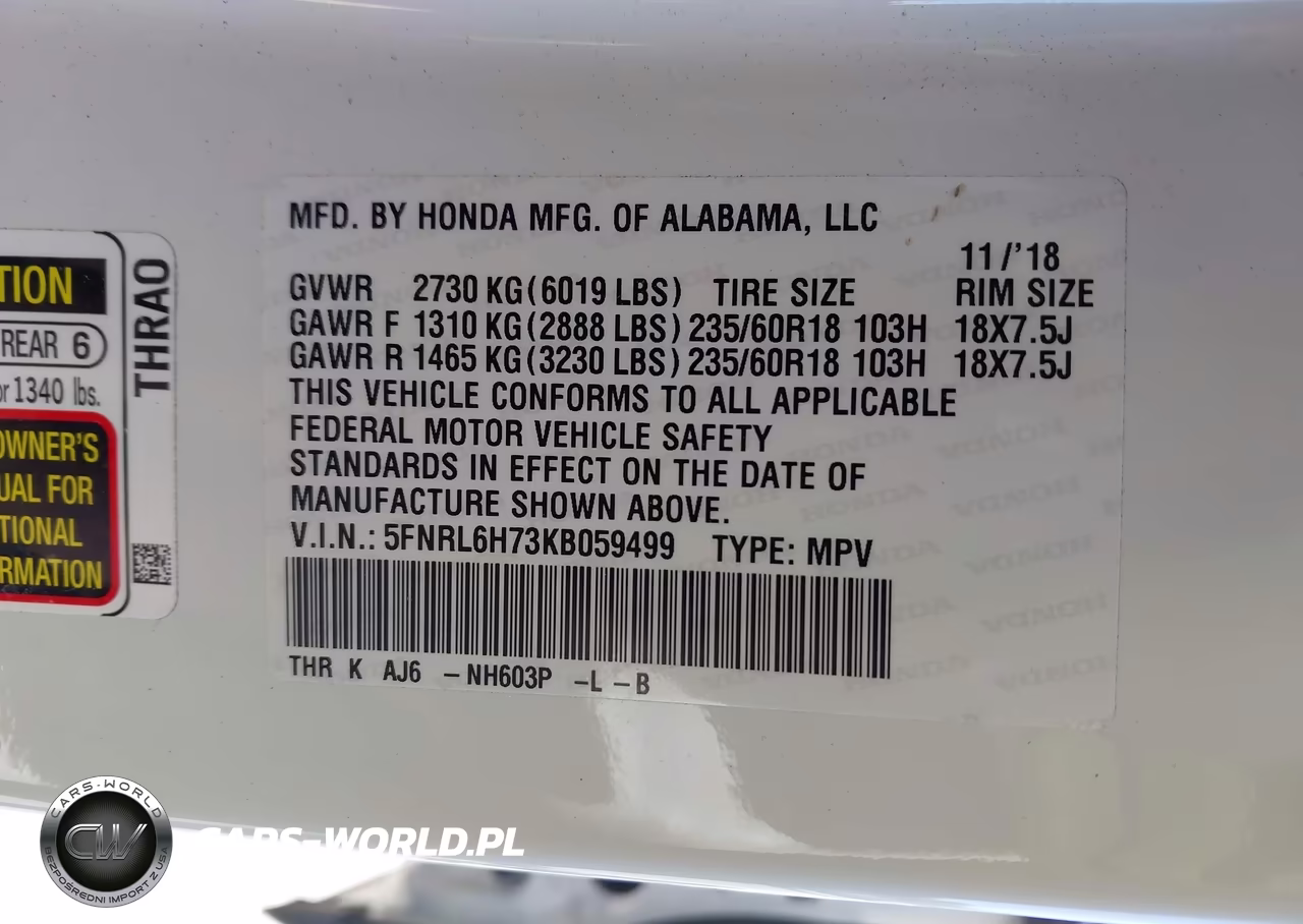 2019 Honda Odyssey Ex-L VIN:5FNRL6H73KB059499 - 9