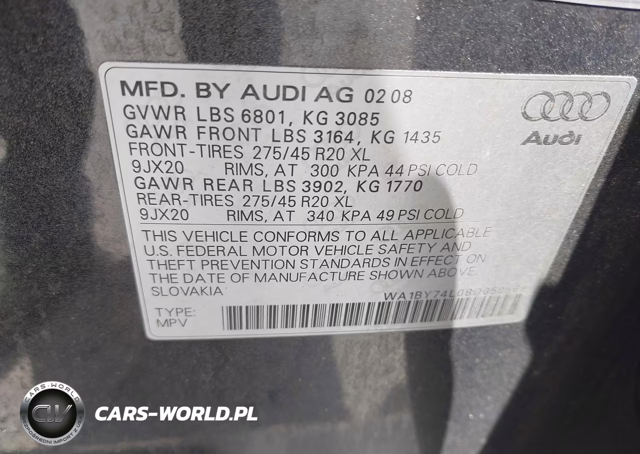 2008 Audi Q7 3.6 Premium VIN:WA1BY74L08D050569 - 9