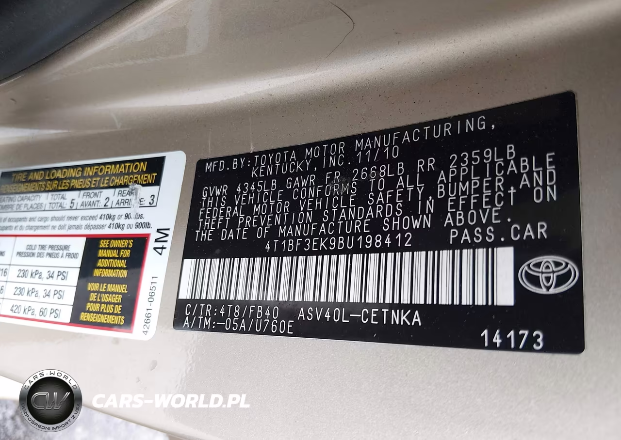 2011 Toyota Camry Le VIN:4T1BF3EK9BU198412 - 9
