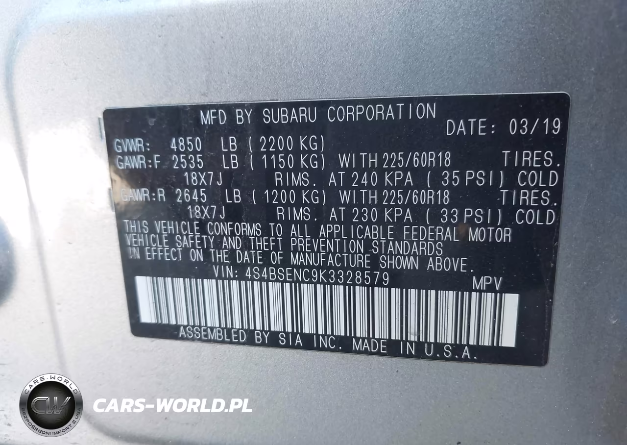 2019 Subaru Outback 3.6R Limited VIN:4S4BSENC9K3328579 - 9