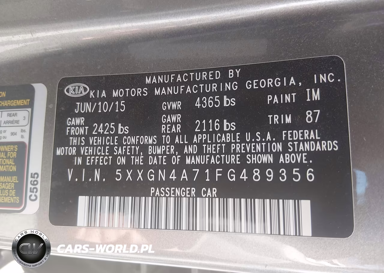 2015 Kia Optima Ex VIN:5XXGN4A71FG489356 - 9