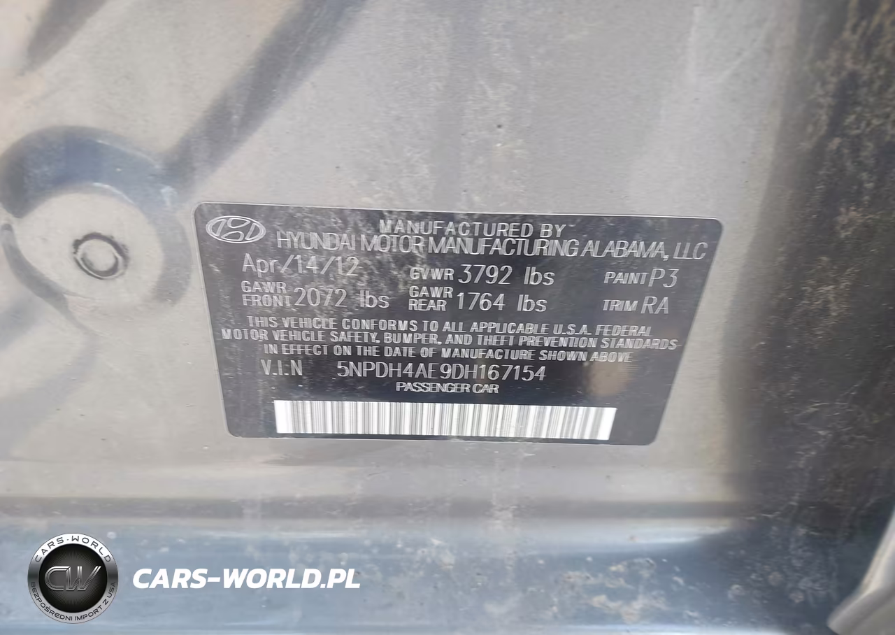 2013 Hyundai Elantra Gls VIN:5NPDH4AE9DH167154 - 9