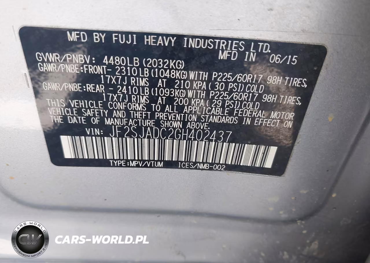 2016 Subaru Forester 2.5I Premium VIN:JF2SJADC2GH402437 - 9