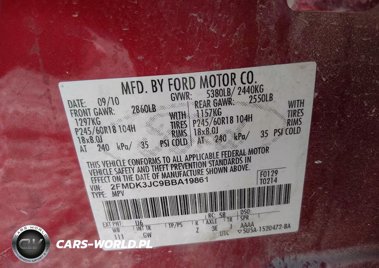 2011 Ford Edge Sel VIN:2FMDK3JC9BBA19861 - 9