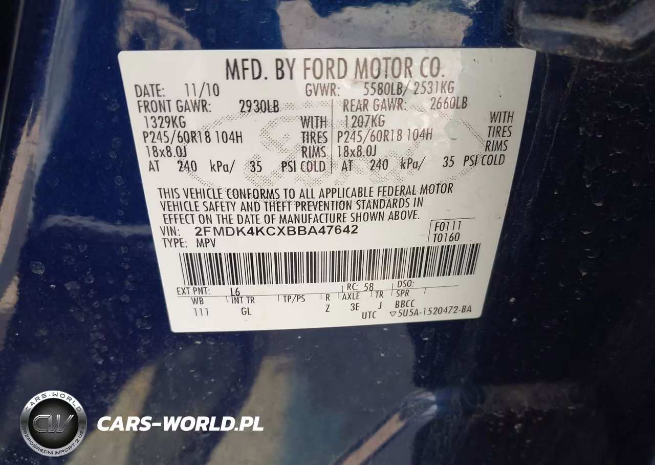 2011 Ford Edge Limited VIN:2FMDK4KCXBBA47642 - 9
