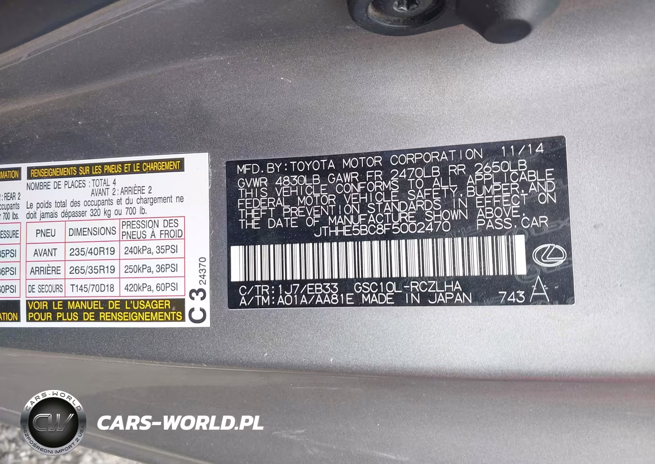 2015 Lexus Rc 350 VIN:JTHHE5BC8F5002470 - 9