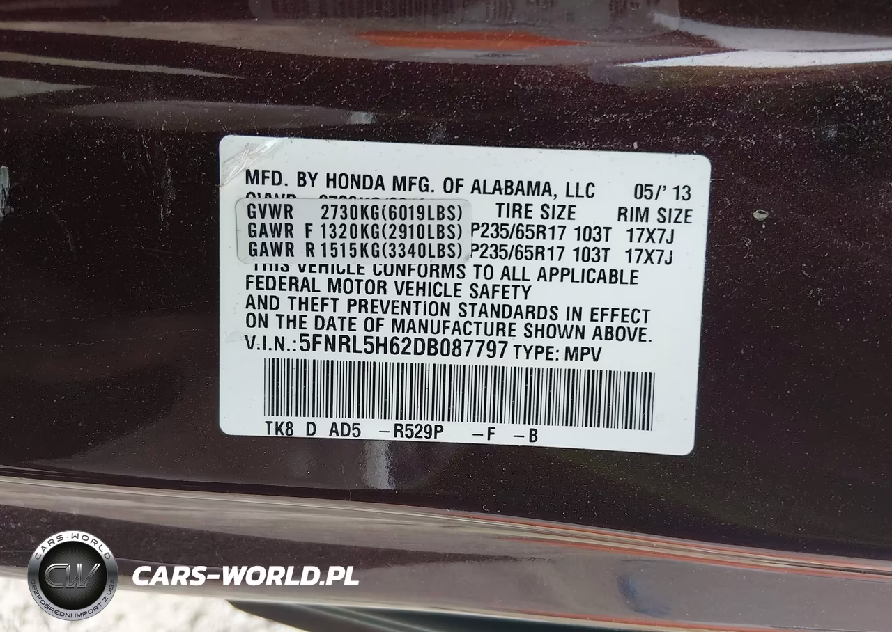 2013 Honda Odyssey Ex-L VIN:5FNRL5H62DB087797 - 9