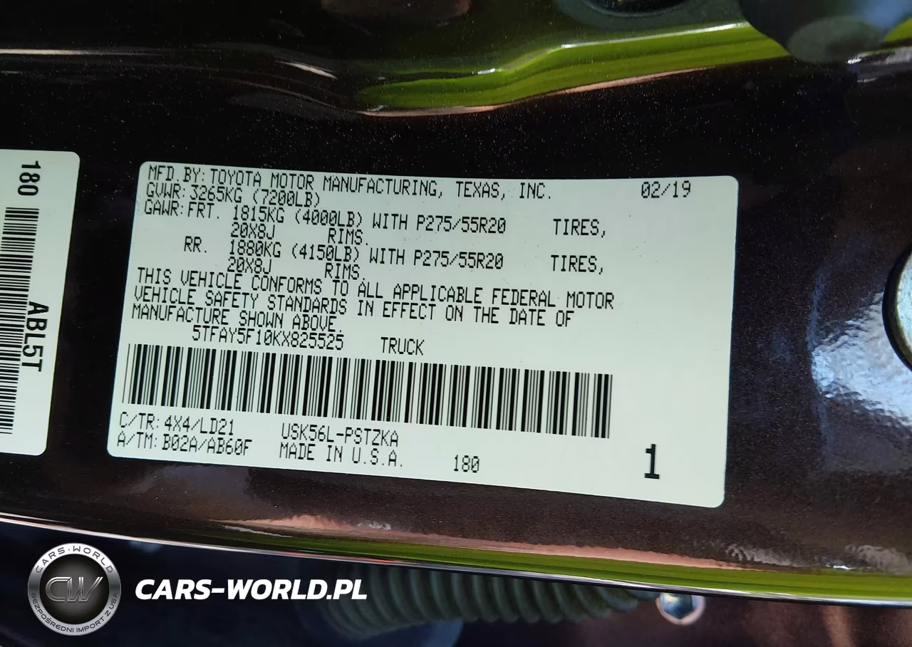 2019 Toyota Tundra 1794 5.7L V8 VIN:5TFAY5F10KX825525 - 9