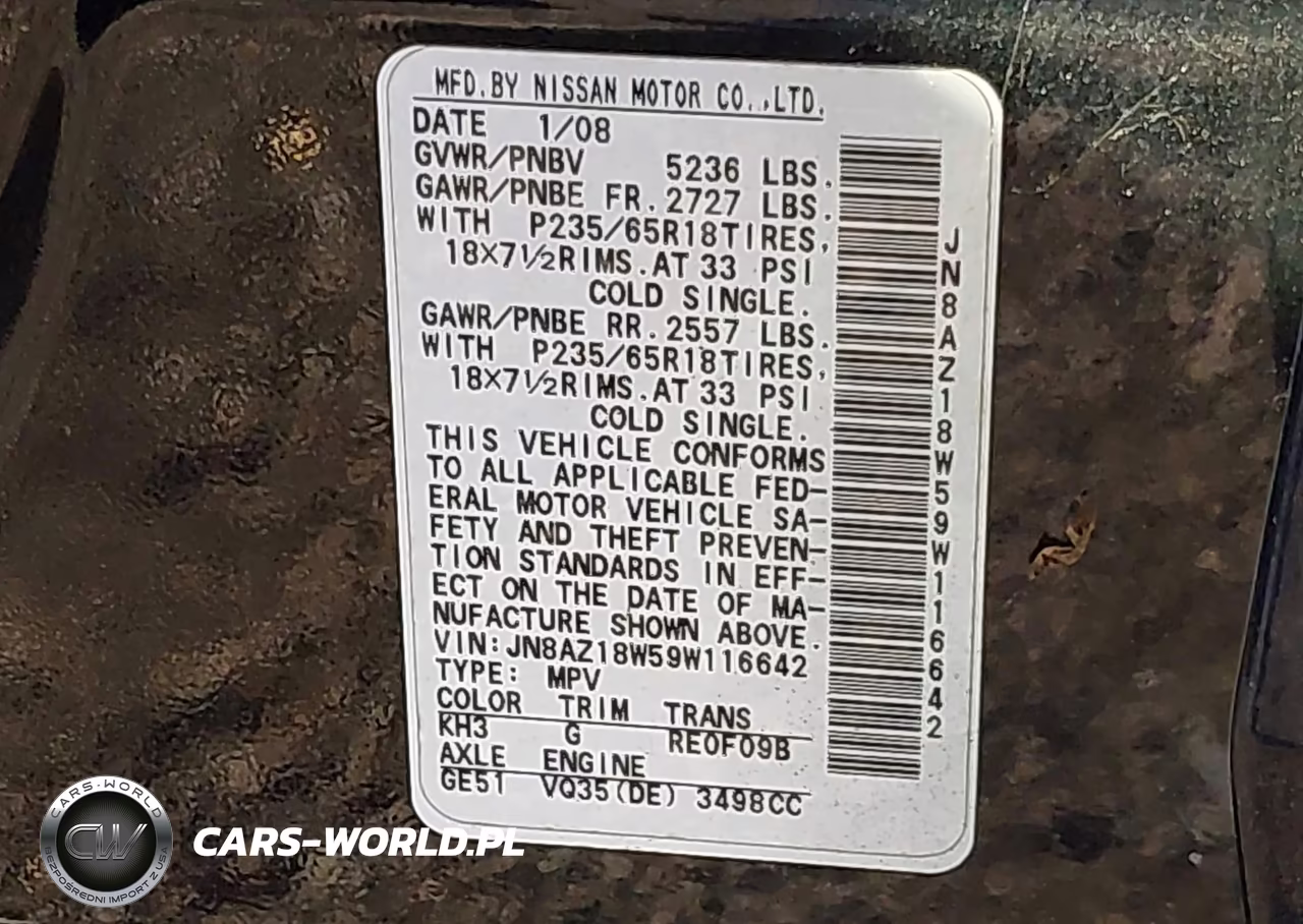 2009 Nissan Murano Sl VIN:JN8AZ18W59W116642 - 9