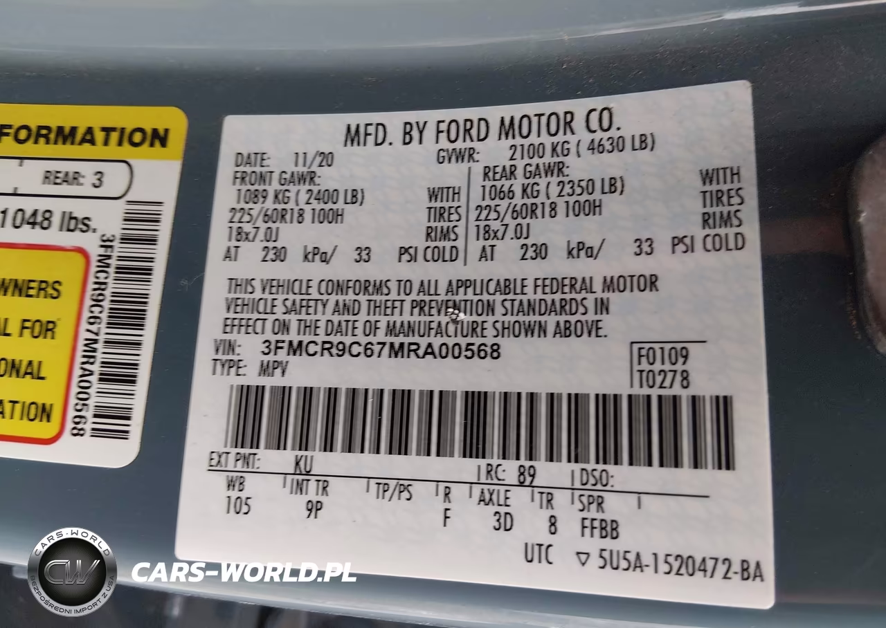 2021 Ford Bronco Sport Outer Banks VIN:3FMCR9C67MRA00568 - 9