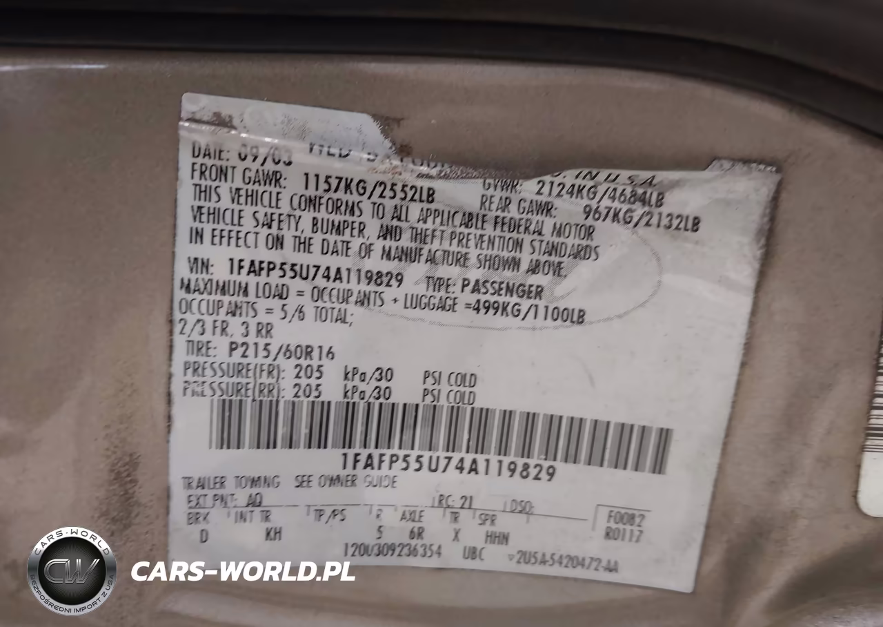 2004 Ford Taurus Ses VIN:1FAFP55U74A119829 - 9