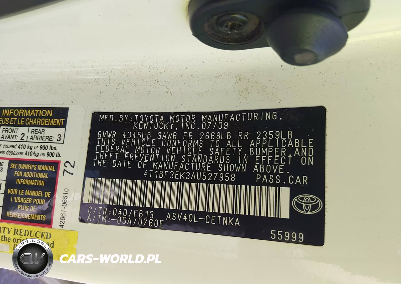 2010 Toyota Camry VIN:4T1BF3EK3AU527958 - 9