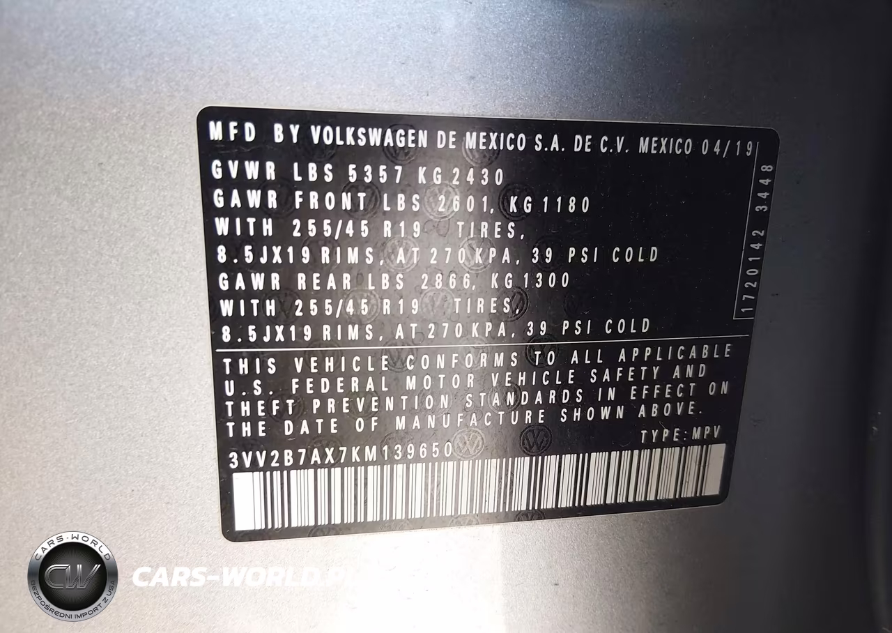 2019 Volkswagen Tiguan 2.0T Se-2.0T Sel-2.0T Sel R-Line-2.0T Sel R-Line Black VIN:3VV2B7AX7KM139650 - 9