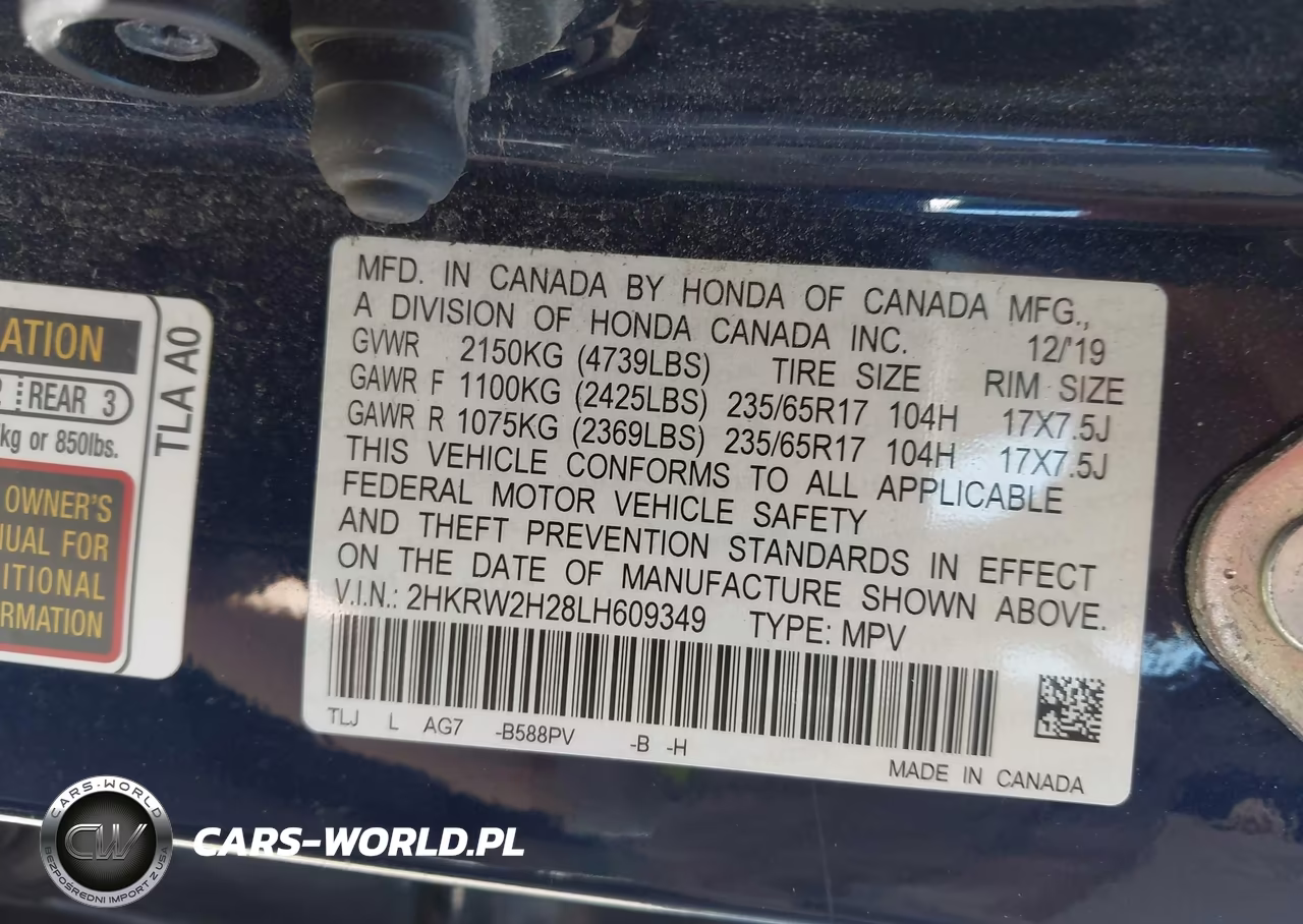 2020 Honda Cr-V Awd Lx VIN:2HKRW2H28LH609349 - 9