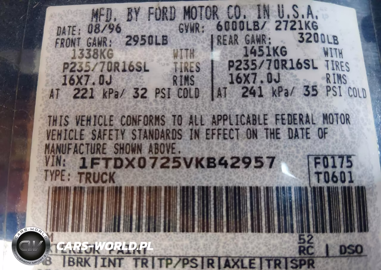 1997 Ford F-150 Xl-Xlt VIN:1FTDX0725VKB42957 - 9