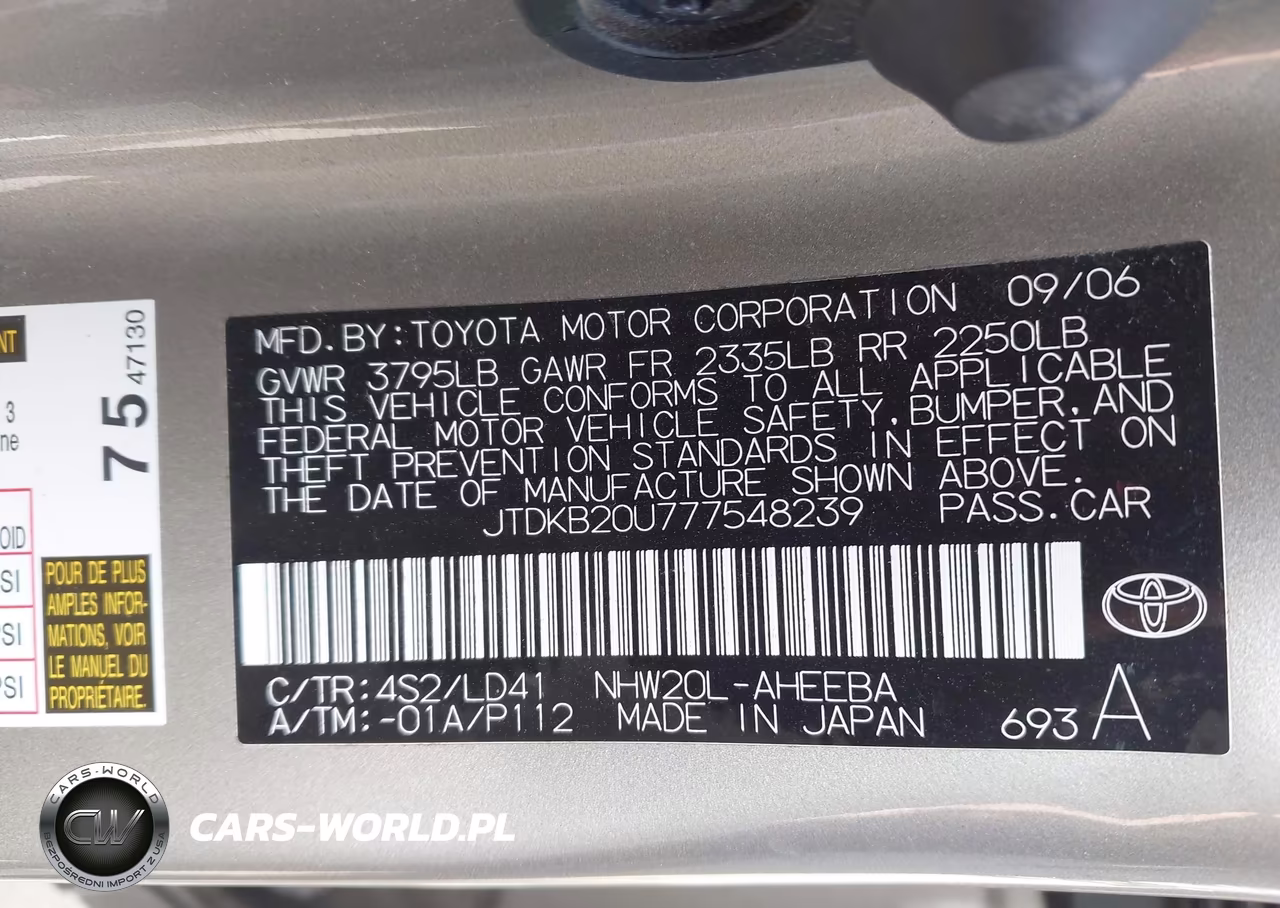 2007 Toyota Prius VIN:JTDKB20U777548239 - 9