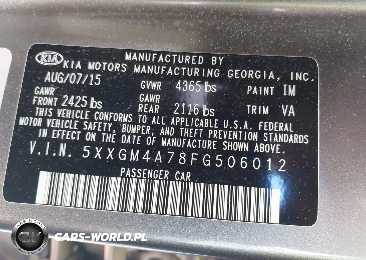 2015 Kia Optima Lx VIN:5XXGM4A78FG506012 - 9