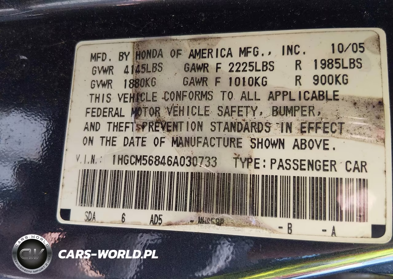 2006 Honda Accord 2.4 Ex VIN:1HGCM56846A030733 - 9