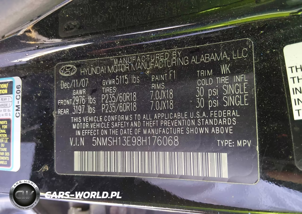 2008 Hyundai Santa Fe Se VIN:5NMSH13E98H176068 - 9