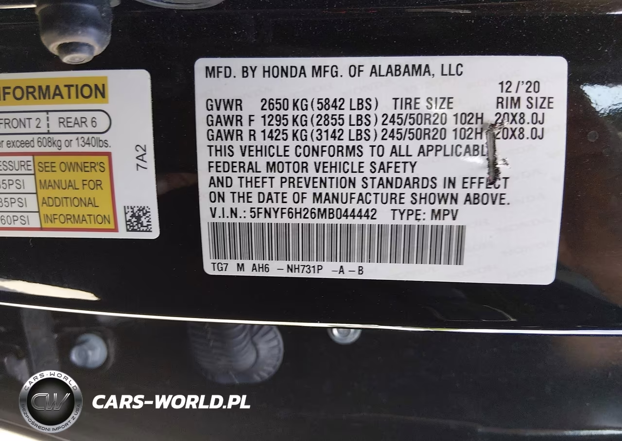 2021 Honda Pilot Awd Special Edition VIN:5FNYF6H26MB044442 - 9