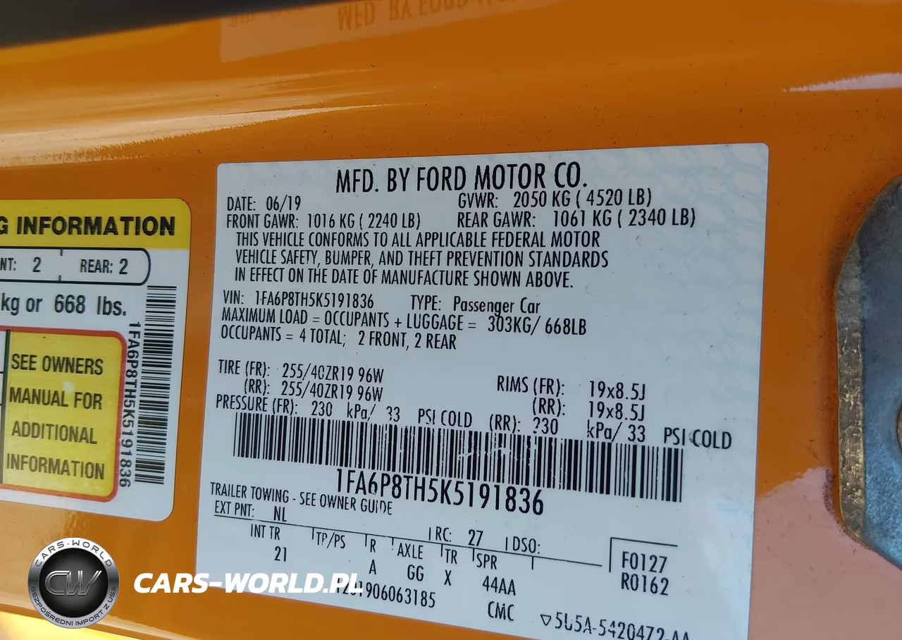 2019 Ford Mustang Ecoboost VIN:1FA6P8TH5K5191836 - 9