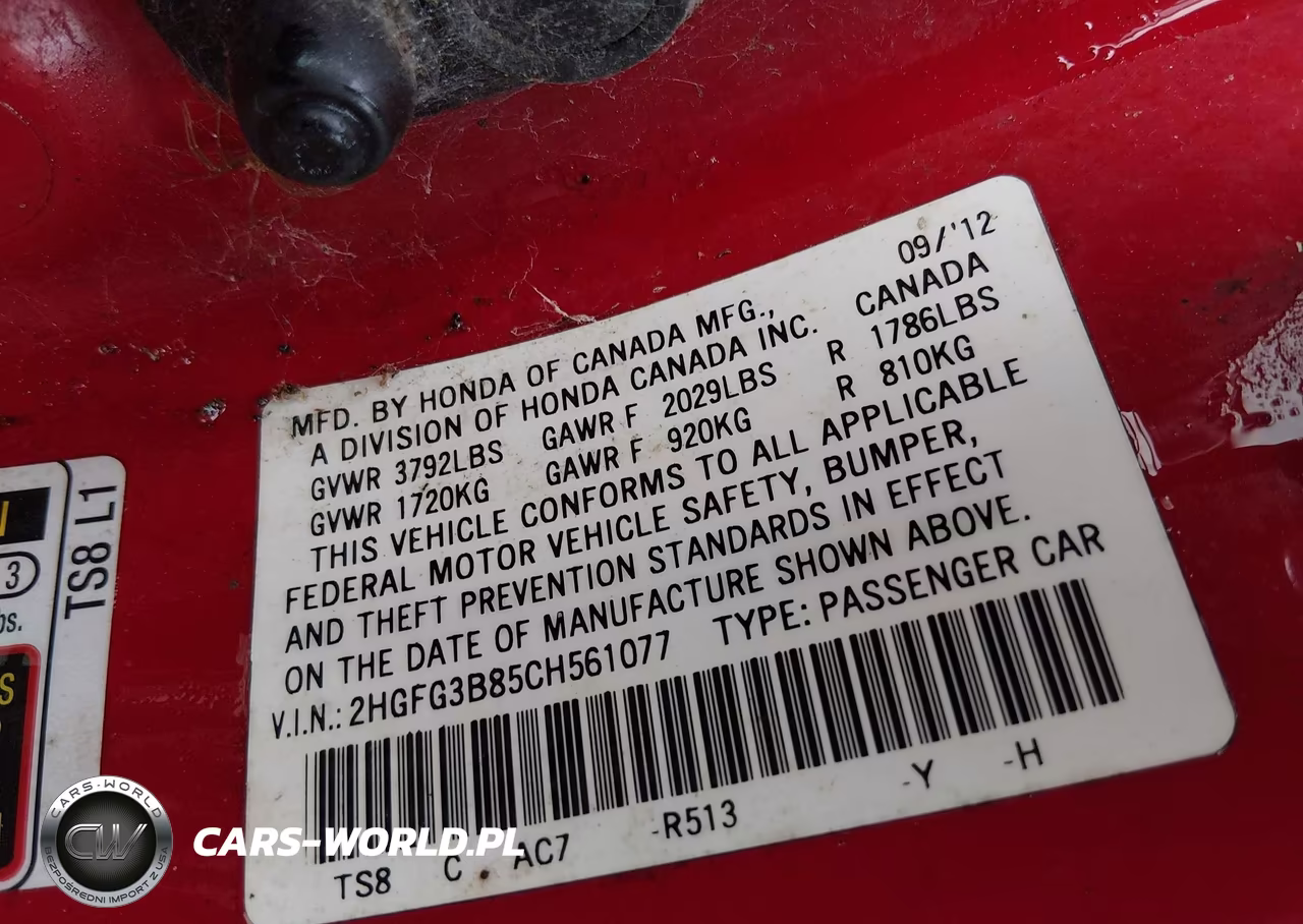 2012 Honda Civic Ex VIN:2HGFG3B85CH561077 - 9