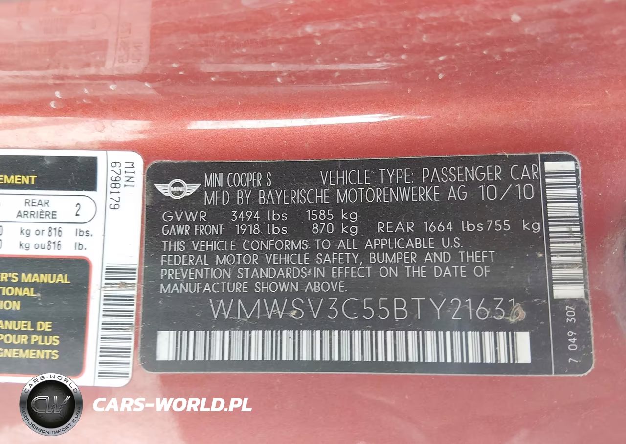 2011 Mini Cooper S VIN:WMWSV3C55BTY21631 - 9