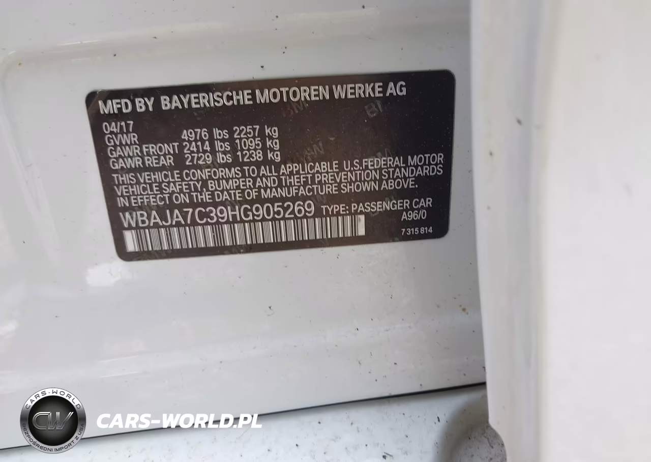 2017 BMW 530I xDrive VIN:WBAJA7C39HG905269 - 9