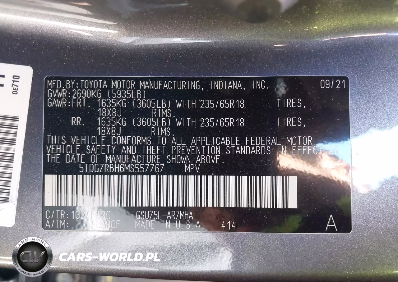 2021 Toyota Highlander Xle VIN:5TDGZRBH6MS557767 - 9