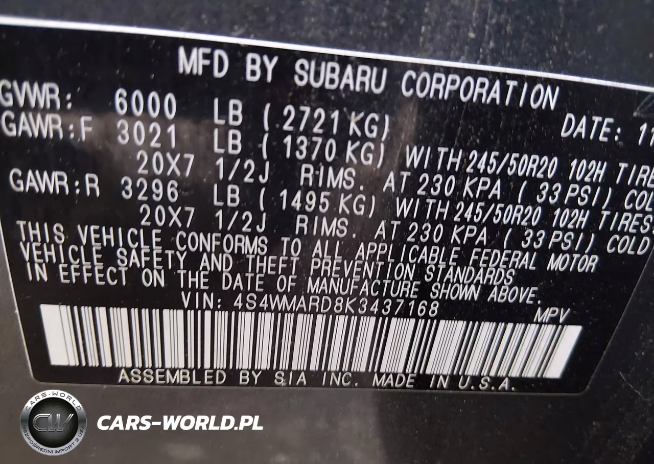 2019 Subaru Ascent Touring VIN:4S4WMARD8K3437168 - 9