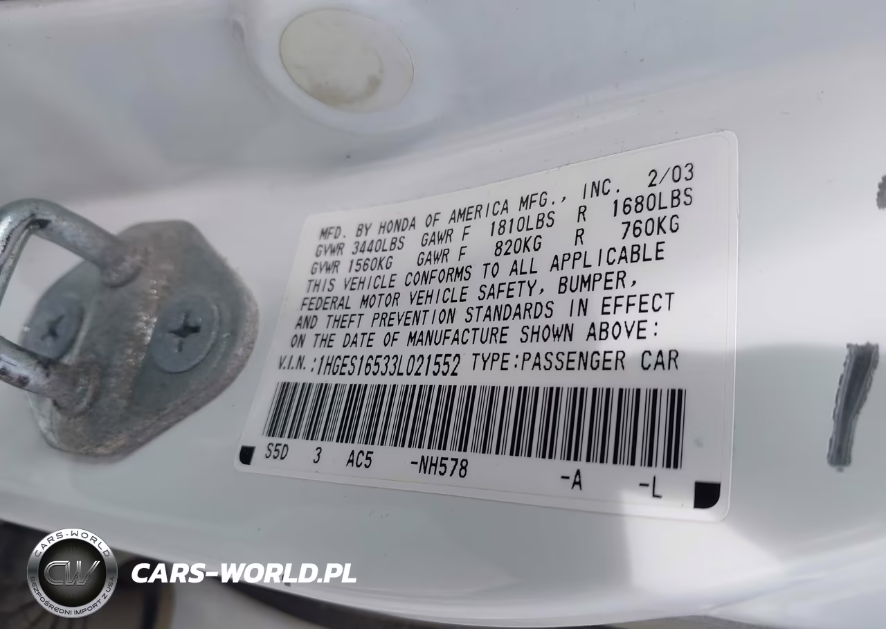 2003 Honda Civic Lx VIN:1HGES16533L021552 - 9