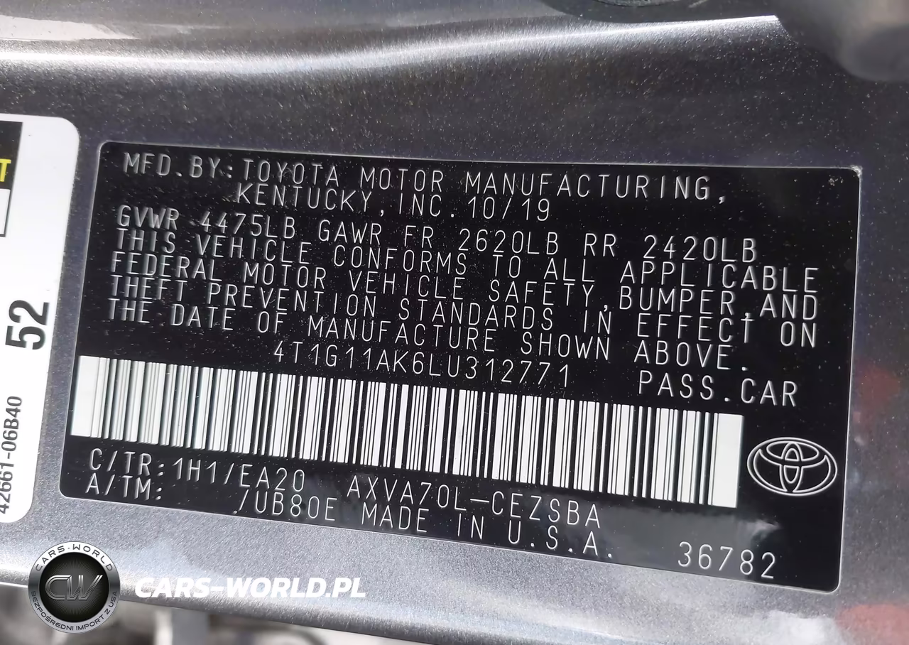2020 Toyota Camry Se VIN:4T1G11AK6LU312771 - 9