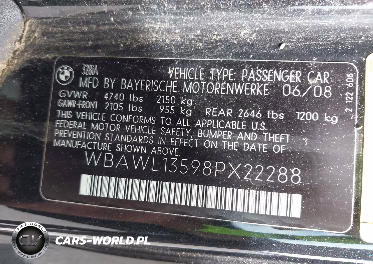 2008 BMW 328I VIN:WBAWL13598PX22288 - 9