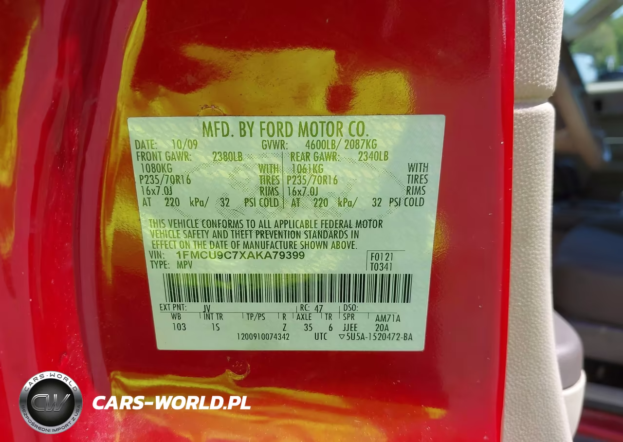 2010 Ford Escape Xls VIN:1FMCU9C7XAKA79399 - 9