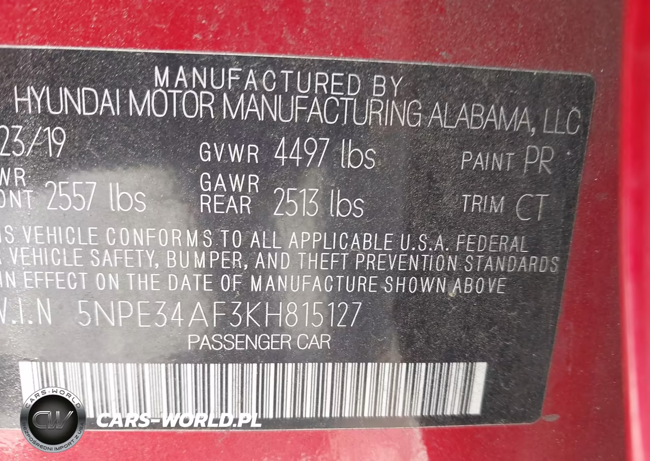 2019 Hyundai Sonata Sport VIN:5NPE34AF3KH815127 - 9