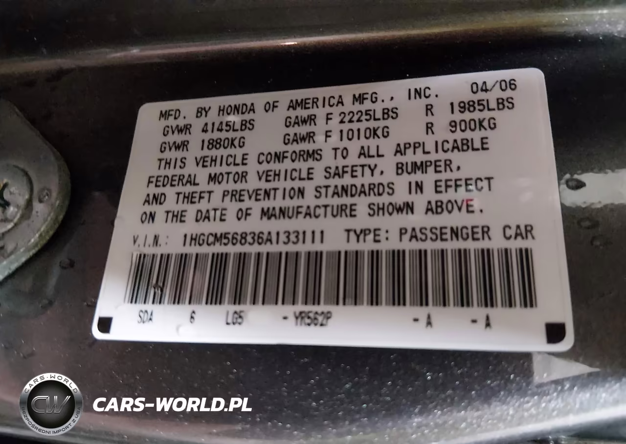 2006 Honda Accord 2.4 Ex VIN:1HGCM56836A133111 - 9