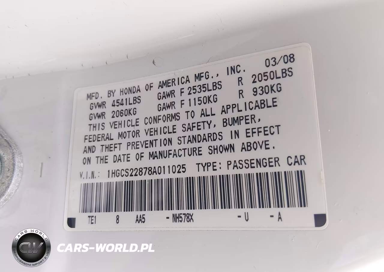 2008 Honda Accord 3.5 Ex-L VIN:1HGCS22878A011025 - 9