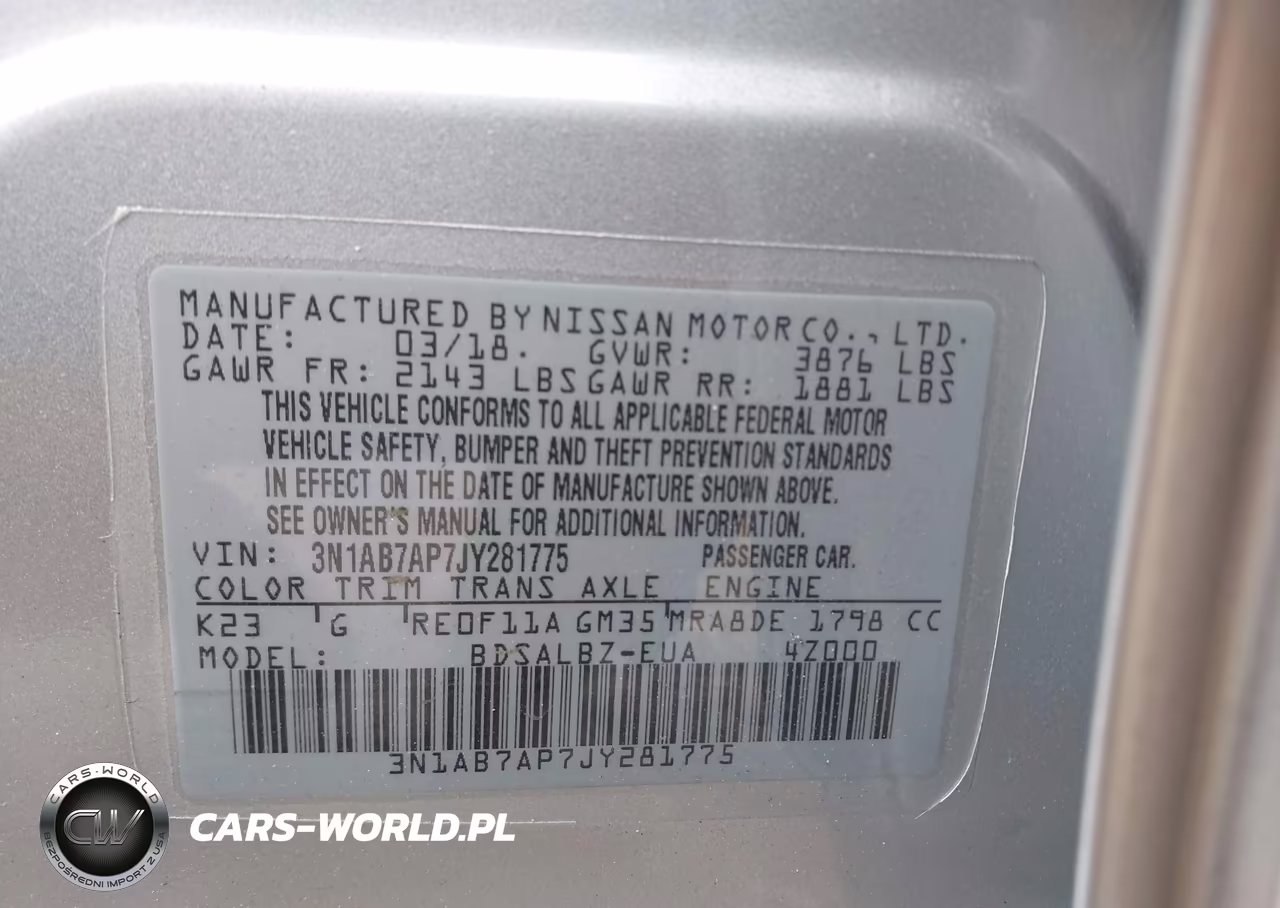 2018 Nissan Sentra S VIN:3N1AB7AP7JY281775 - 9