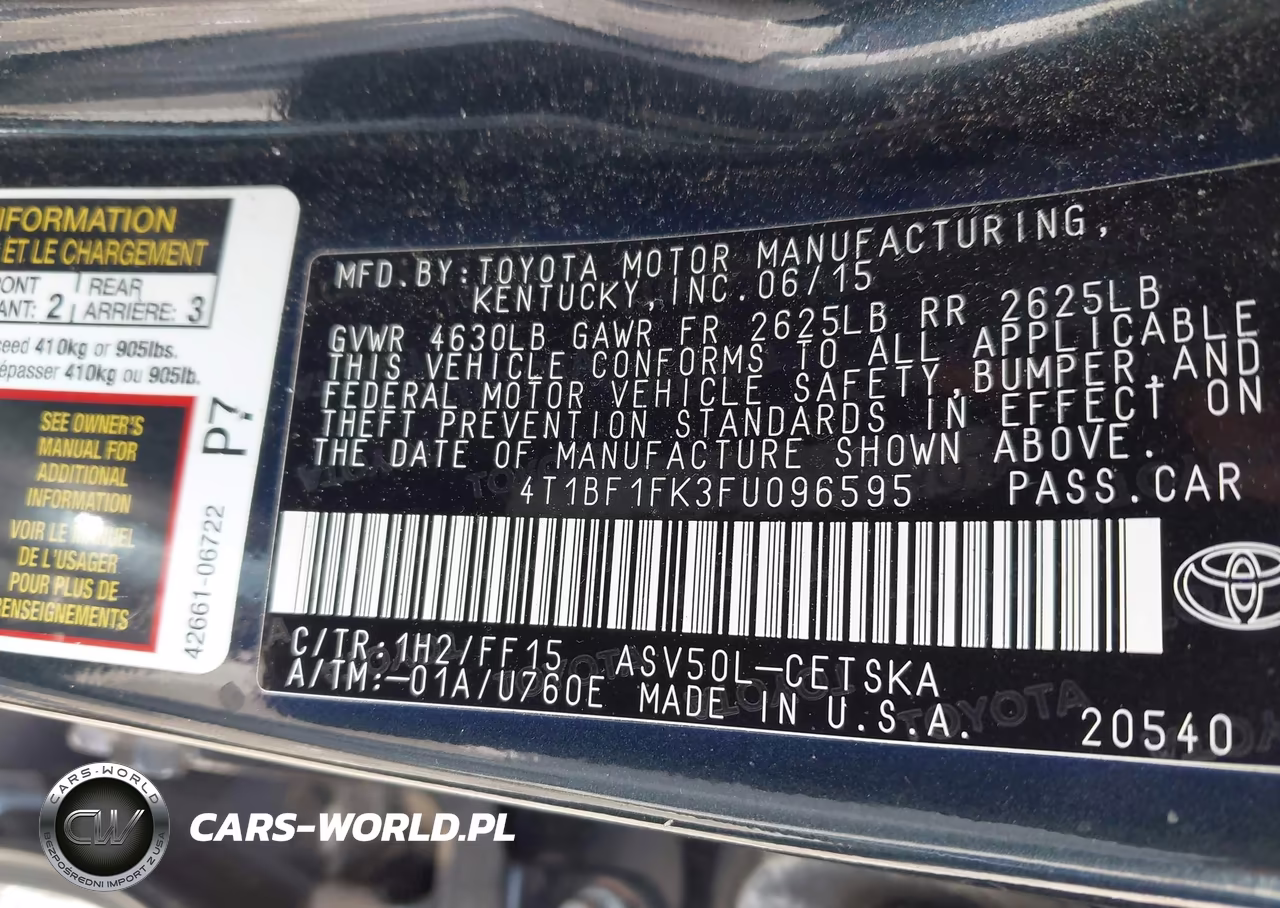2015 Toyota Camry Se VIN:4T1BF1FK3FU096595 - 9