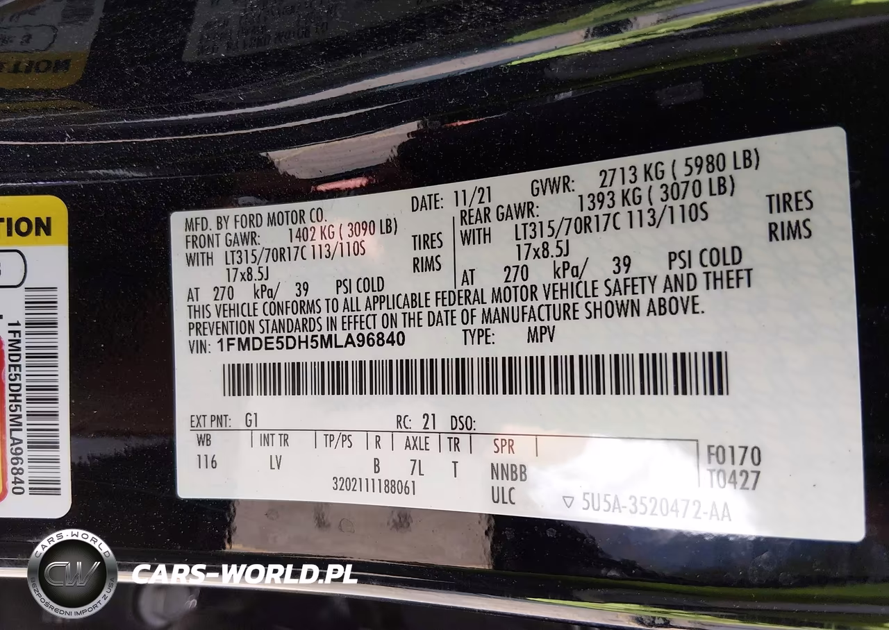 2021 Ford Bronco VIN:1FMDE5DH5MLA96840 - 9
