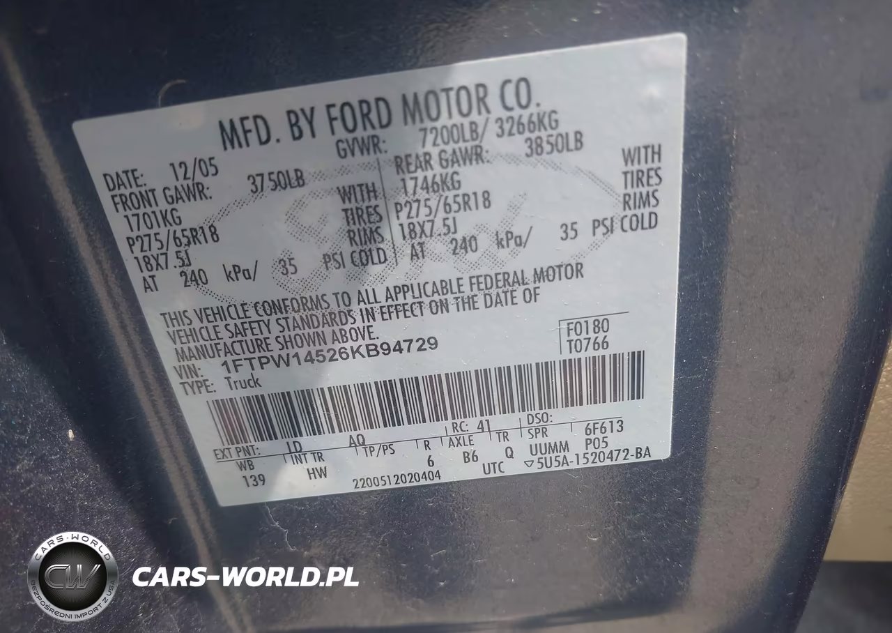 2006 Ford F-150 Fx4-Lariat-Xlt VIN:1FTPW14526KB94729 - 9