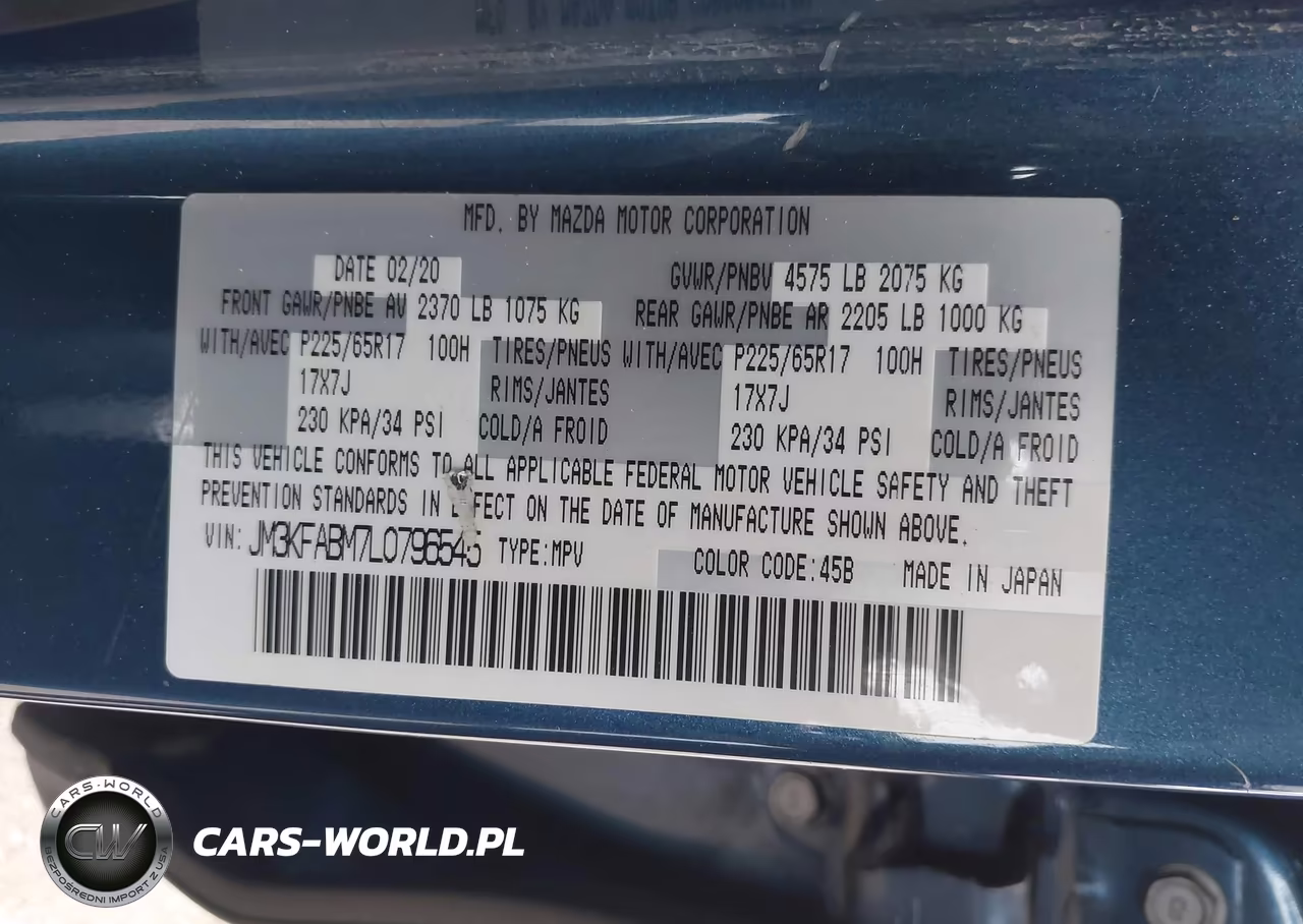 2020 Mazda Cx-5 Sport VIN:JM3KFABM7L0796545 - 9