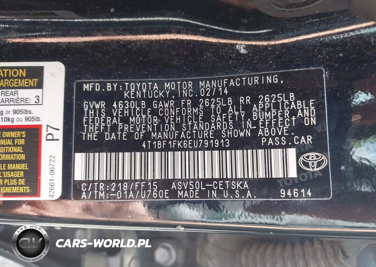 2014 Toyota Camry Se VIN:4T1BF1FK6EU791913 - 9
