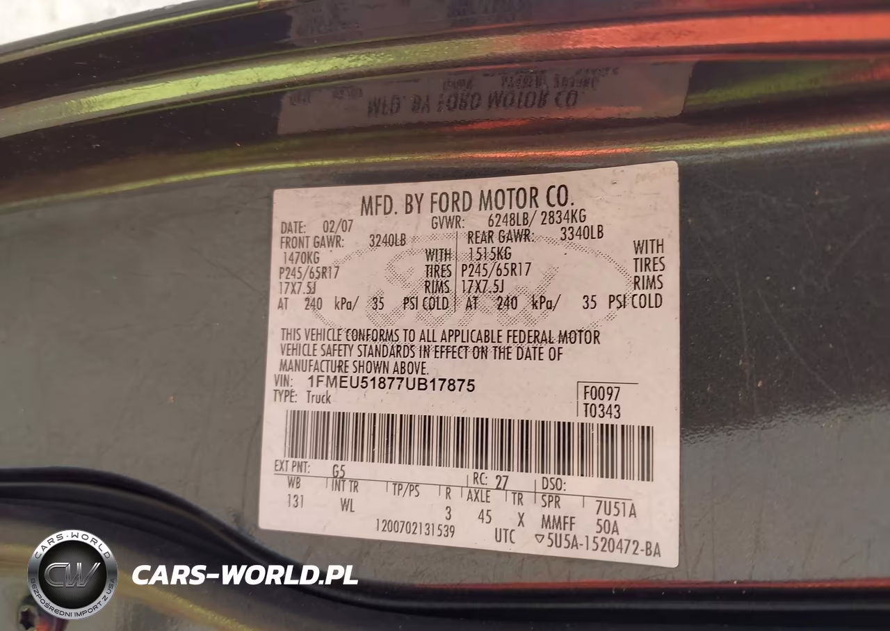2007 Ford Explorer Sport Trac Xlt VIN:1FMEU51877UB17875 - 9