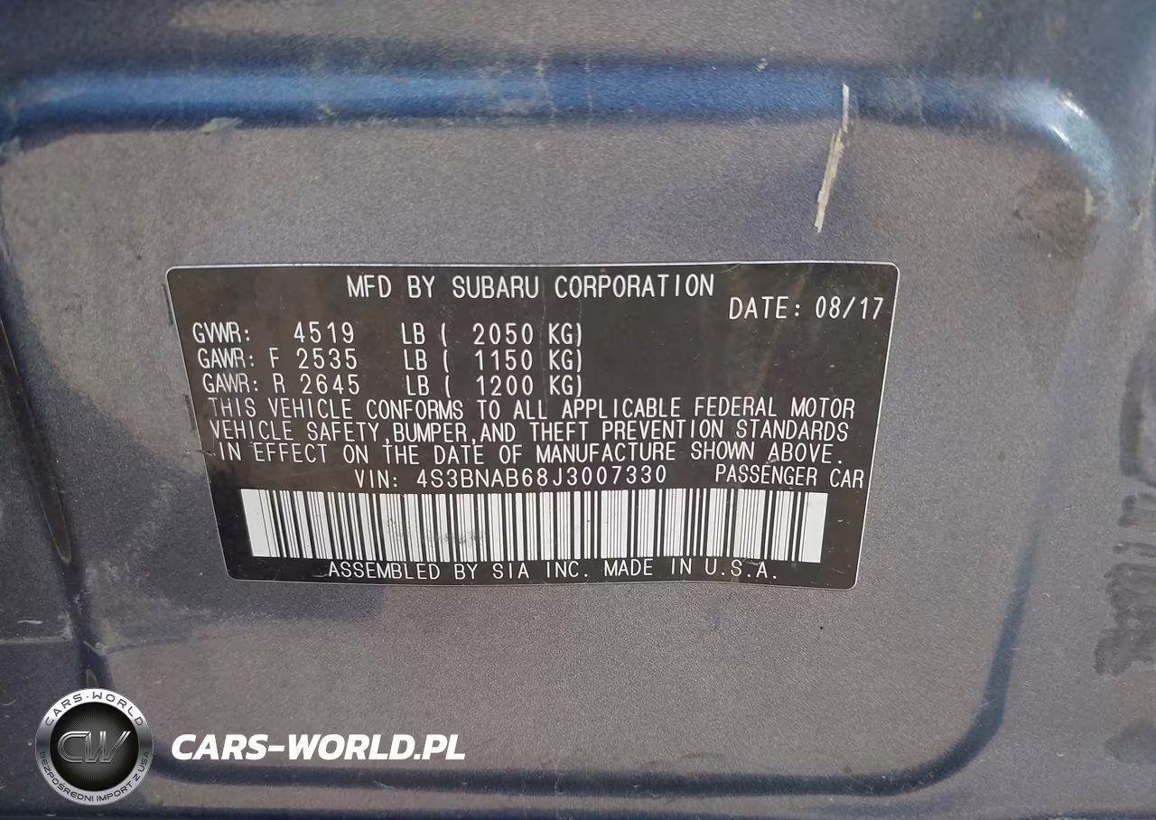 2018 Subaru Legacy 2.5I VIN:4S3BNAB68J3007330 - 9