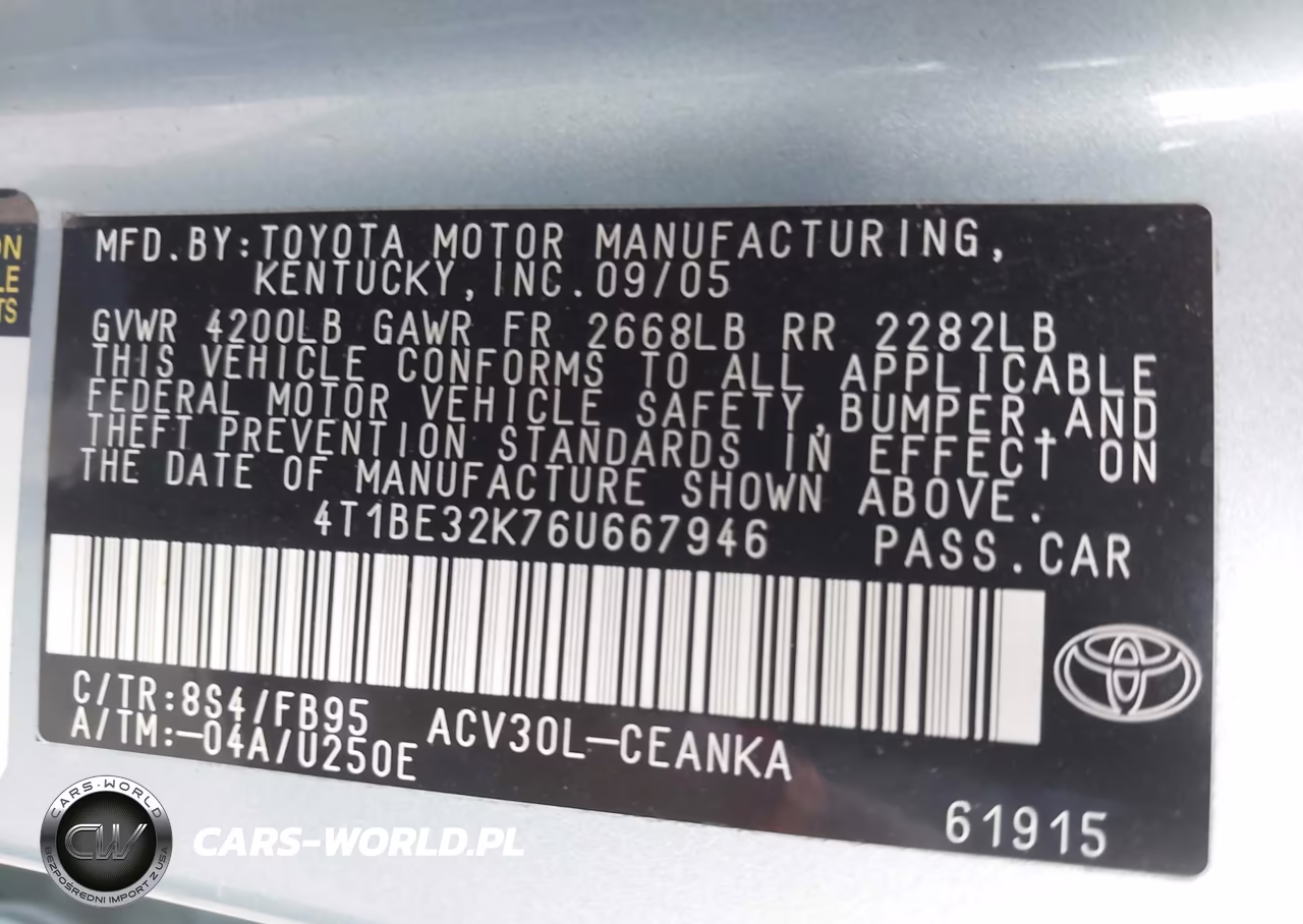 2006 Toyota Camry Le VIN:4T1BE32K76U667946 - 9